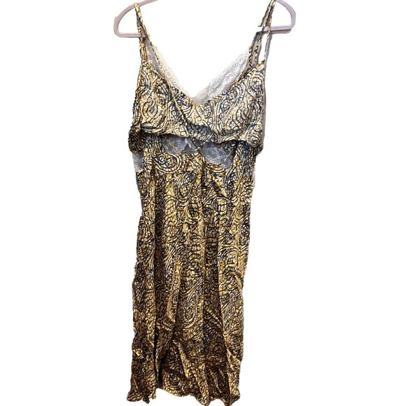 Anthropologie Slip Dress Women’s Size XL Gold Blue Paisley Print Lace - Picture 4 of 10